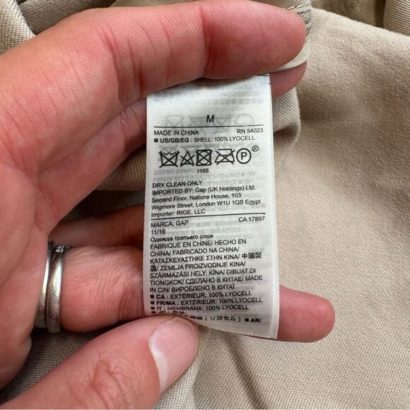 GAP Women's Open Front Safari Wrap Dress M Med Medium Tan Light Brown Khaki Tie - Picture 12 of 16